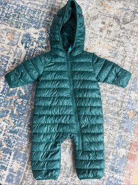 Primark baby Teal Puffer Snowsuit with Hood 3-6m